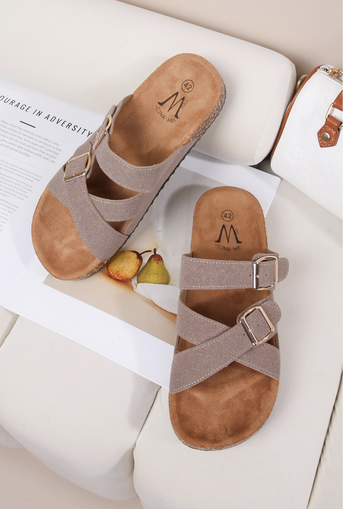 Mules Semelle Effet Liège Brides Croisées Boucle – BELLICY CINK ME