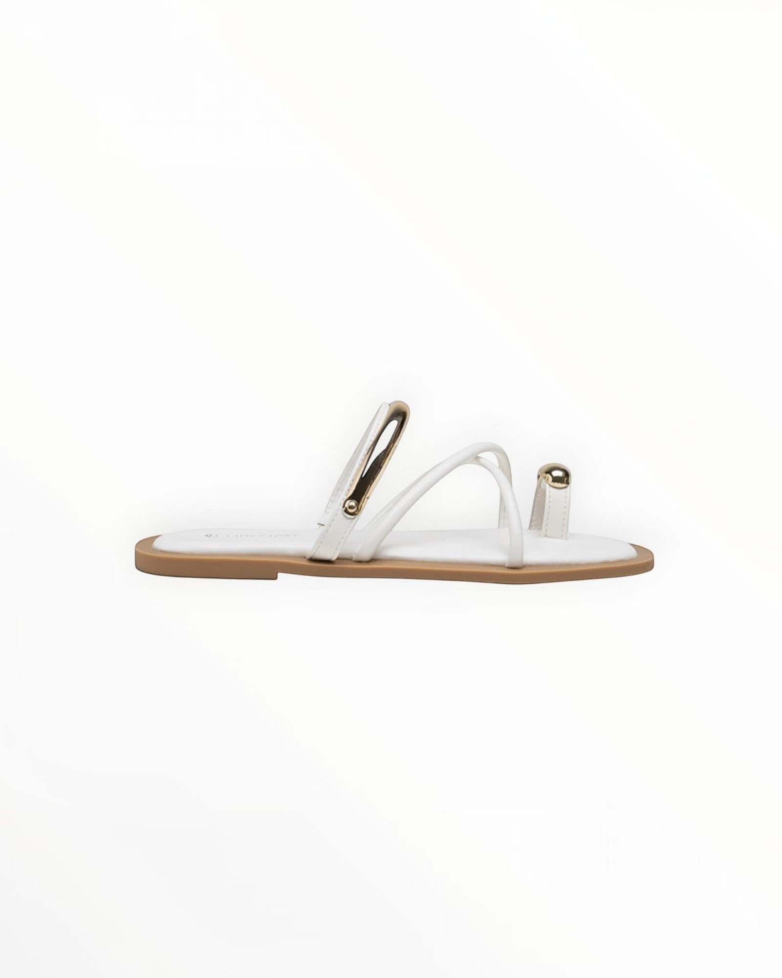 Sandales Plates Minimalistes Brides Tubulaires Détails Dorés LADY GLORY - Chaussure Femme - LADY GLORY