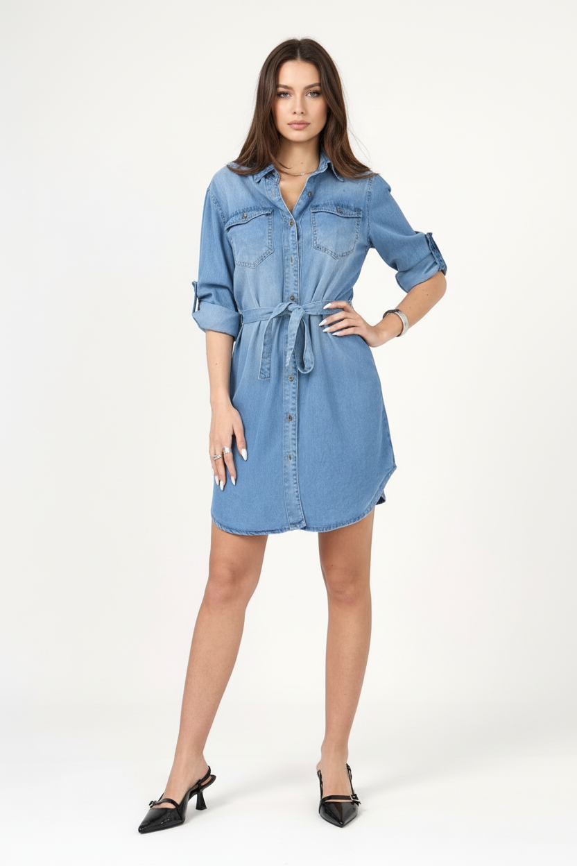Robe Chemise Délavée Stretch – ANA & LUCY