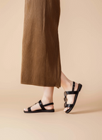 Sandales Nu-Pieds Empiècements Métal Boucle – LADY GLORY