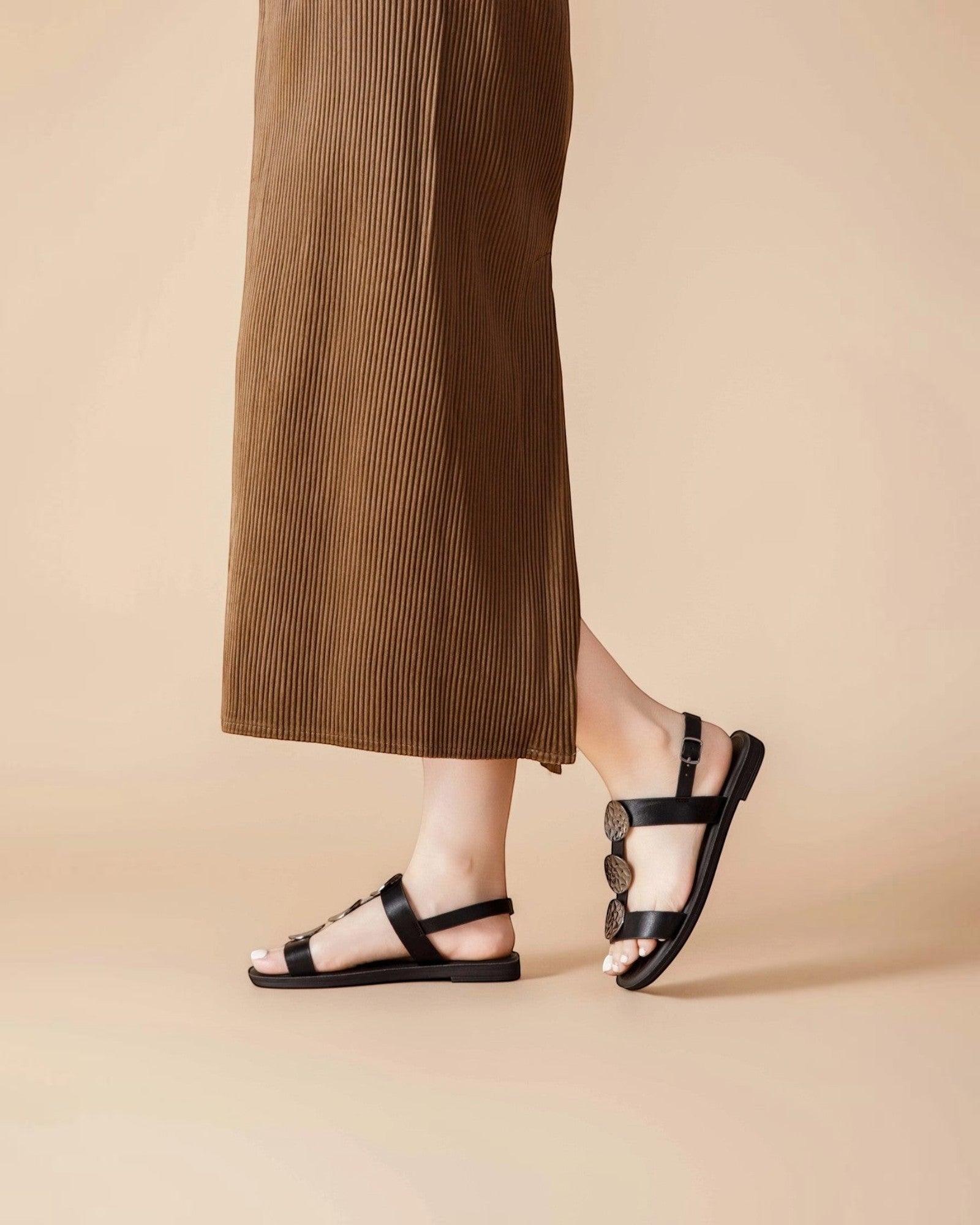 Sandales Nu-Pieds Empiècements Métal Boucle – LADY GLORY