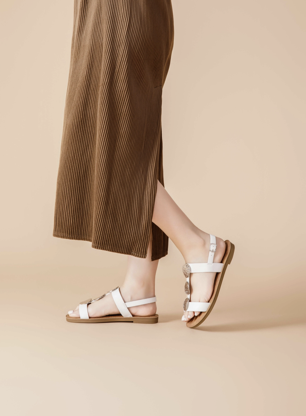 Sandales Nu-Pieds Empiècements Métal Boucle – LADY GLORY