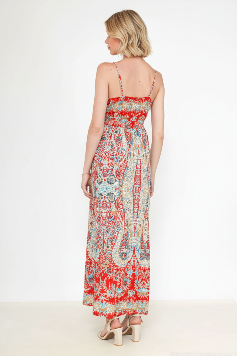 Robe Longue Motifs Dorés Bretelles – LES GRENOUILLES DU MARAIS