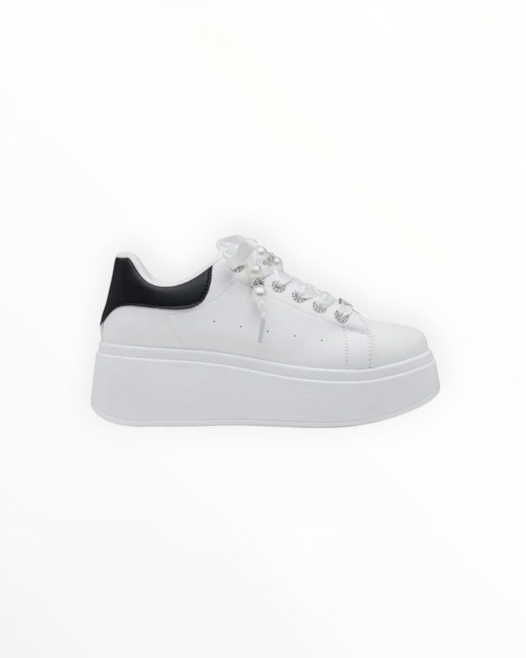 Sneakers Plateforme Perlées Détails Chaîne Métallique LADY GLORY - Chaussure Femme - LADY GLORY