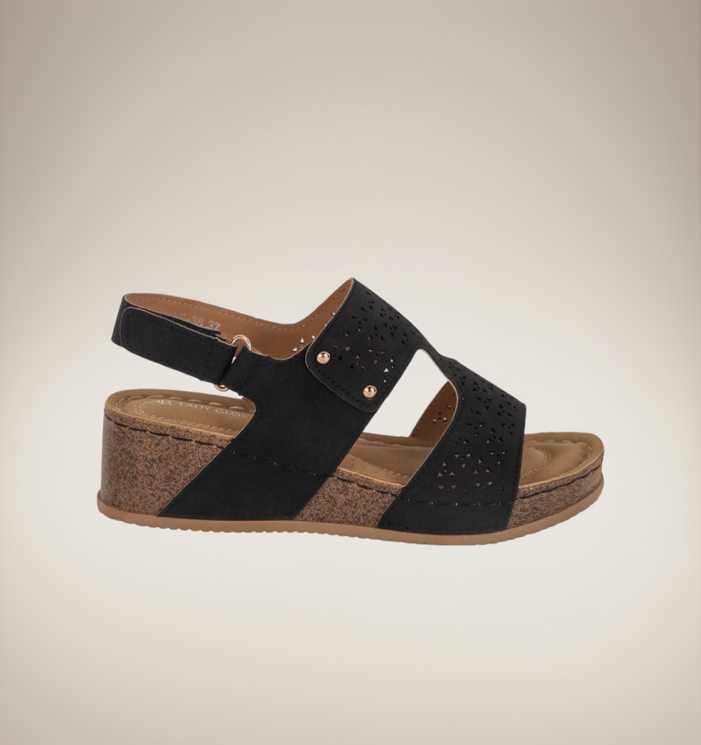 Sandale Compensée Scratch Motifs Perforés PU Bohème – LADY GLORY