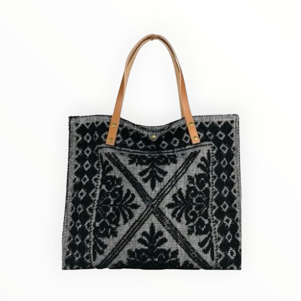 Sac Cabas Coton et Cuir Tapisserie LOUISA LEE