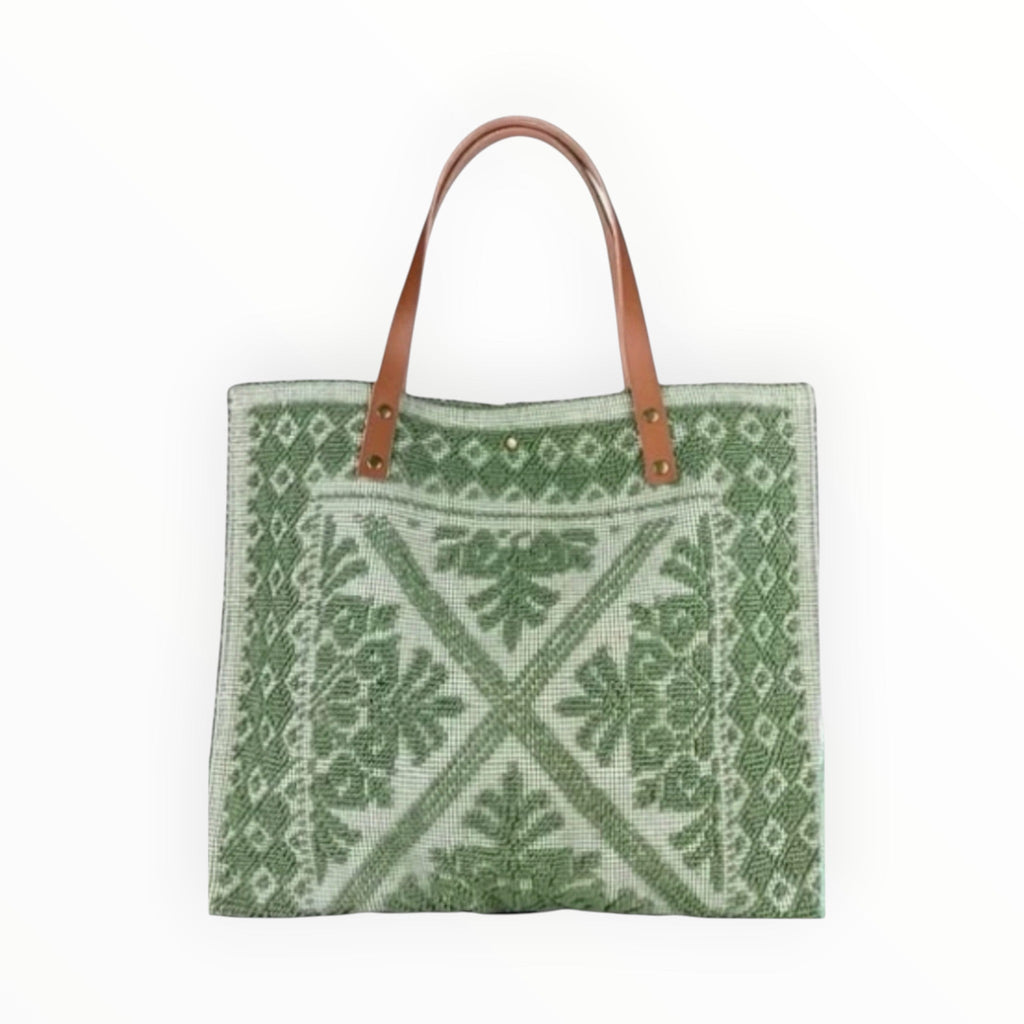 Sac Cabas Coton et Cuir Tapisserie LOUISA LEE