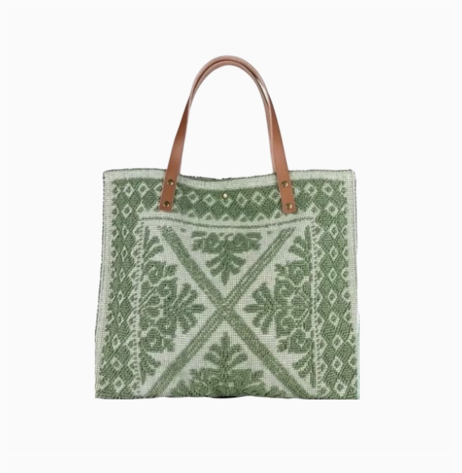 Sac Cabas Coton et Cuir Tapisserie   Louisa Lee