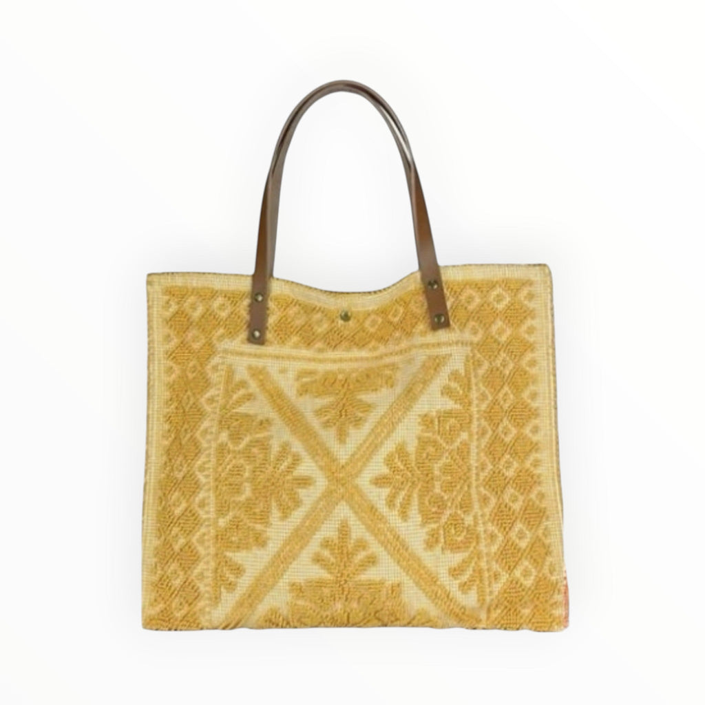 Sac Cabas Coton et Cuir Tapisserie LOUISA LEE
