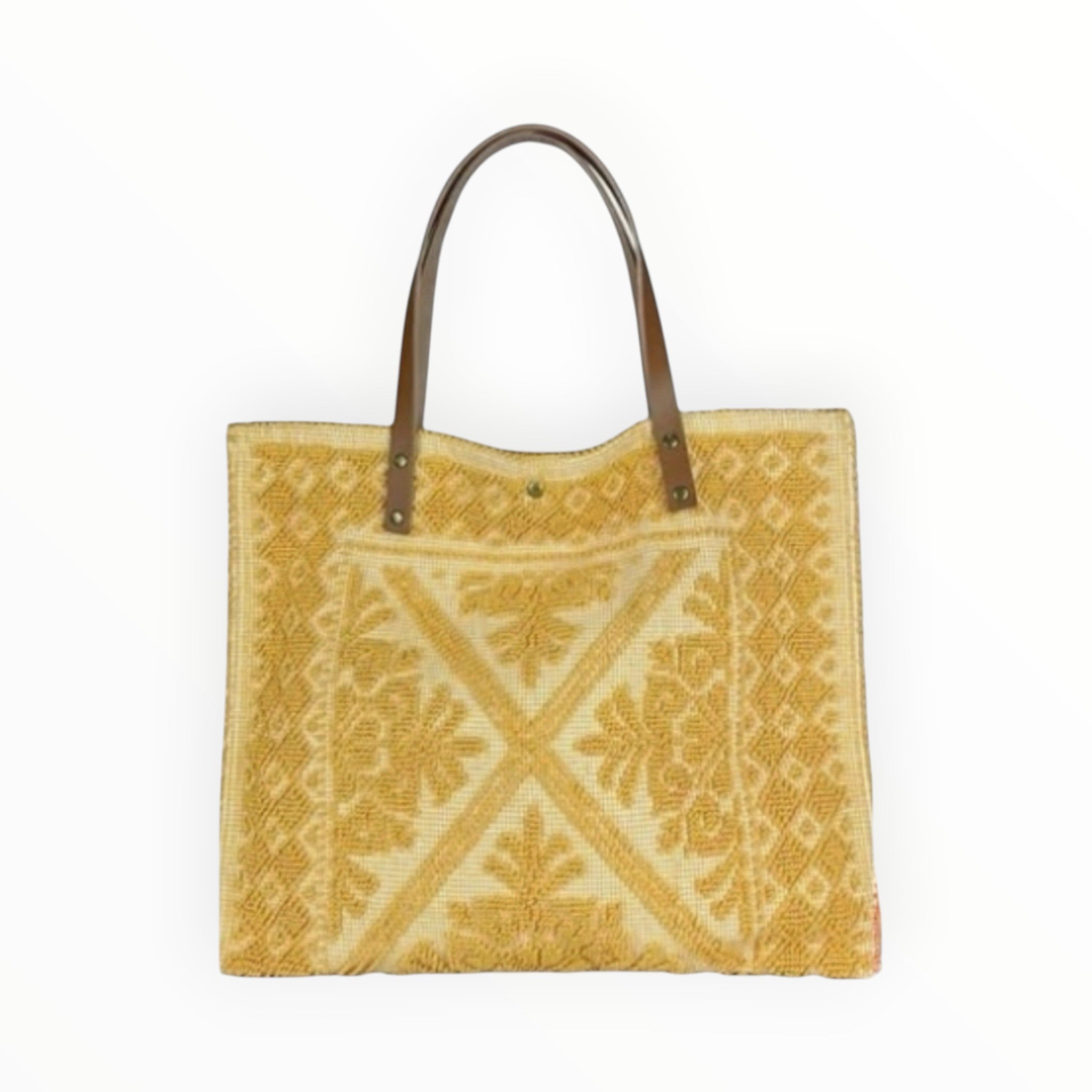Sac Cabas Coton et Cuir Tapisserie LOUISA LEE