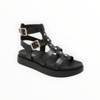 Sandale Gladiateur Simili Cuir Brides Cloutées Semelle Épaisse – Stephan Paris - Chaussure Femme - Stephan Paris