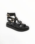 Sandale Gladiateur Simili Cuir Brides Cloutées Semelle Épaisse – Stephan Paris