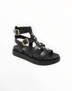 Sandale Gladiateur Simili Cuir Brides Cloutées Semelle Épaisse – Stephan Paris