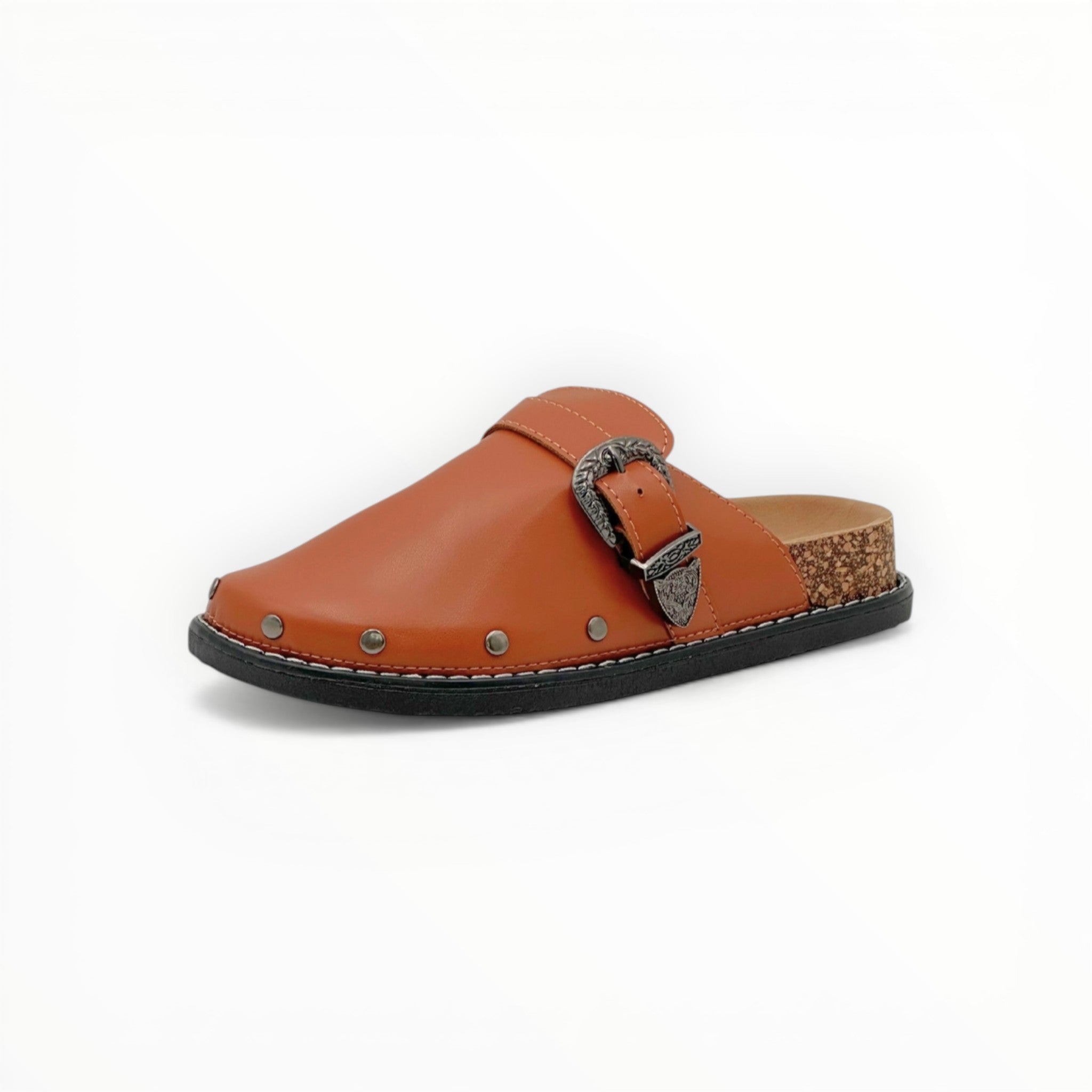 Mules Simili Cuir Boucle Métallique Semelle Liège Stephan Paris - Chaussure Femme - Stephan Paris