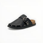 Mules Simili Cuir Boucle Métallique Semelle Liège Stephan Paris