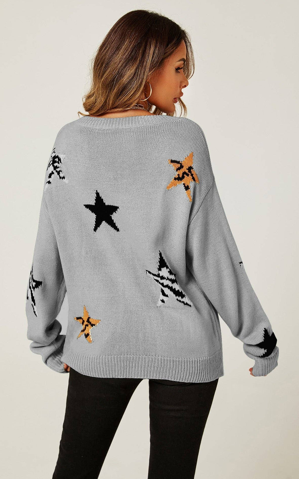 Pull  Col V Motif Animal et Étoile  FS collection