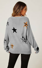 Pull  Col V Motif Animal et Étoile  FS collection