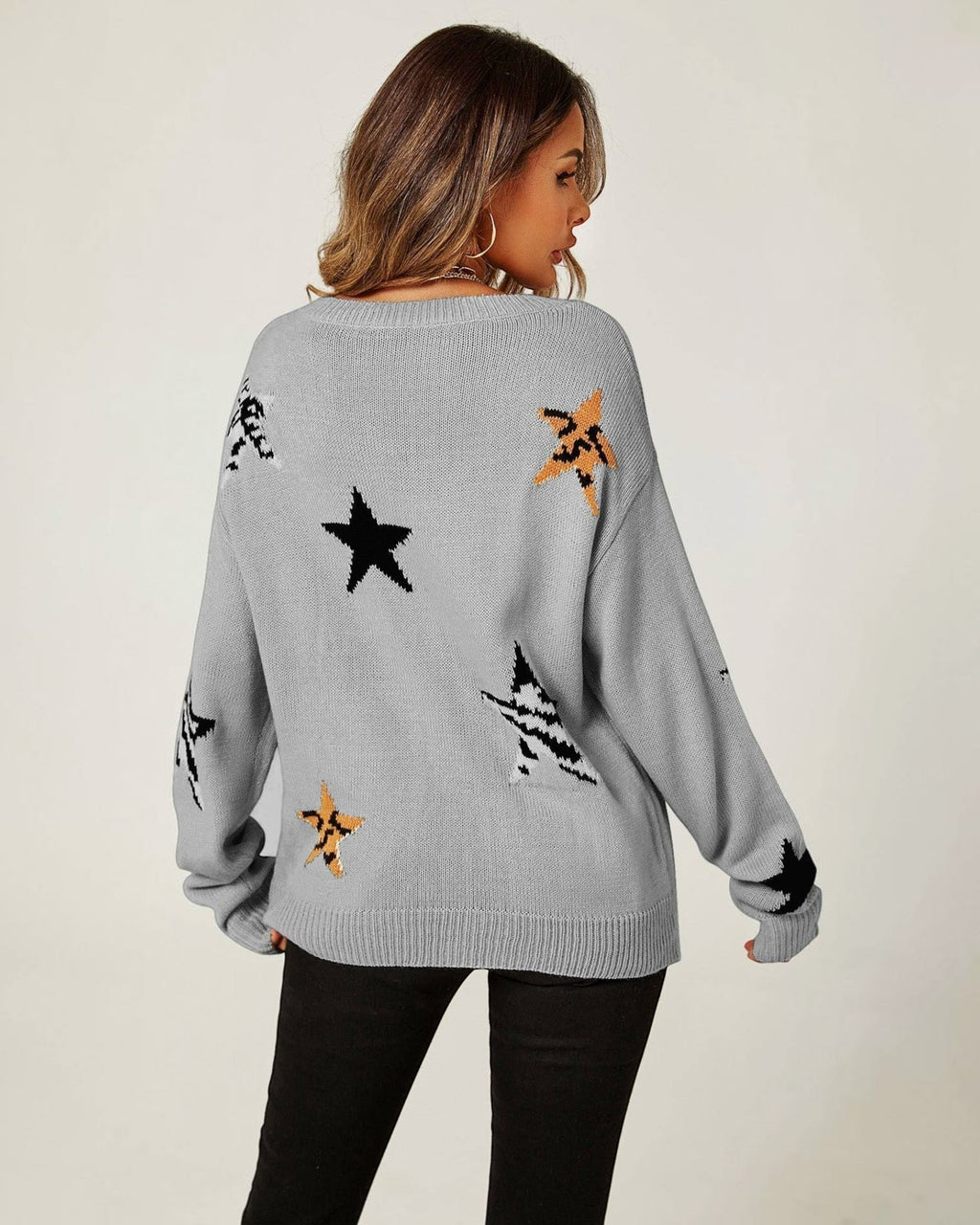 Pull  Col V Motif Animal et Étoile  FS collection