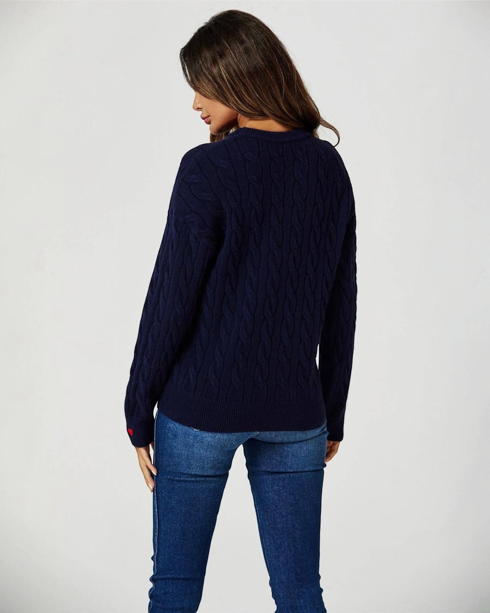 Pull Maille Torsadée Cœurs Rouges FS collection - Pulls et Sweaters - FS Collection (Germany)
