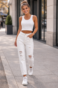 Jean Blanc Mom Destroy ESTEE BROWN - Jean et pantalon - ESTEE BROWN
