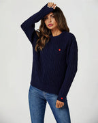 Pull Maille Torsadée Cœurs Rouges  FS collection