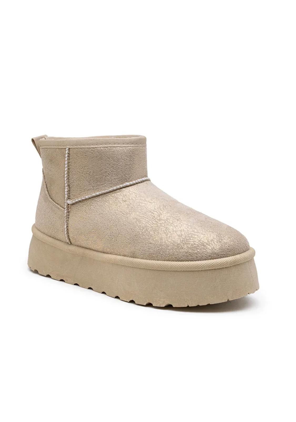 Chelsea Boot Plateforme Effet Brillant PU À Enfiler – LADY GLORY