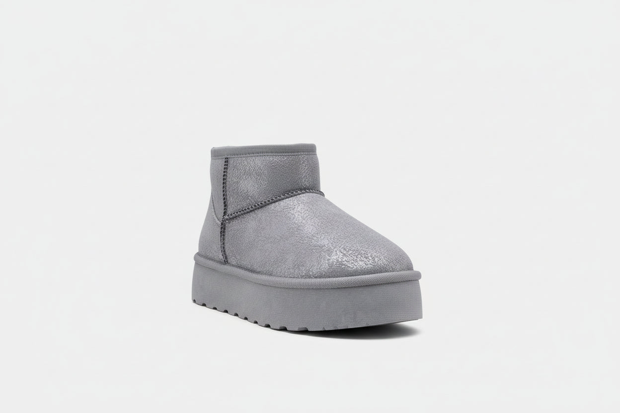 Chelsea Boot Plateforme Effet Brillant PU À Enfiler – LADY GLORY