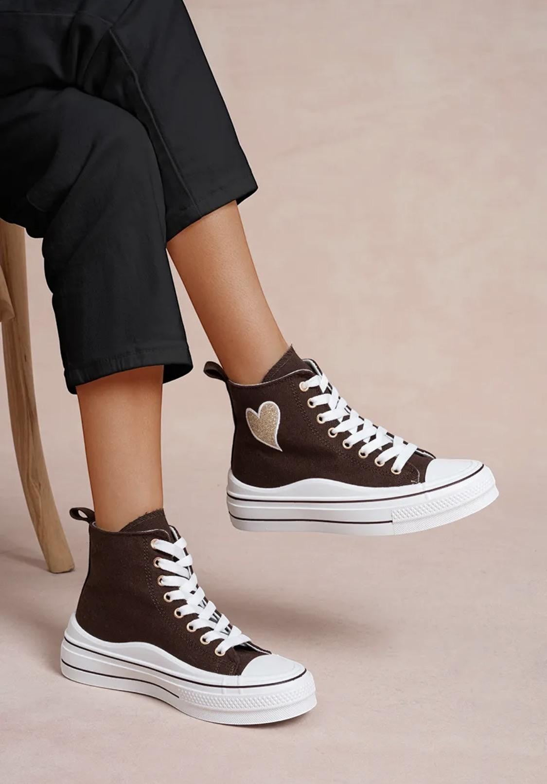 Basket Montante Plateforme « Cœur » – LADY GLORY - Chaussure Femme - LADY GLORY