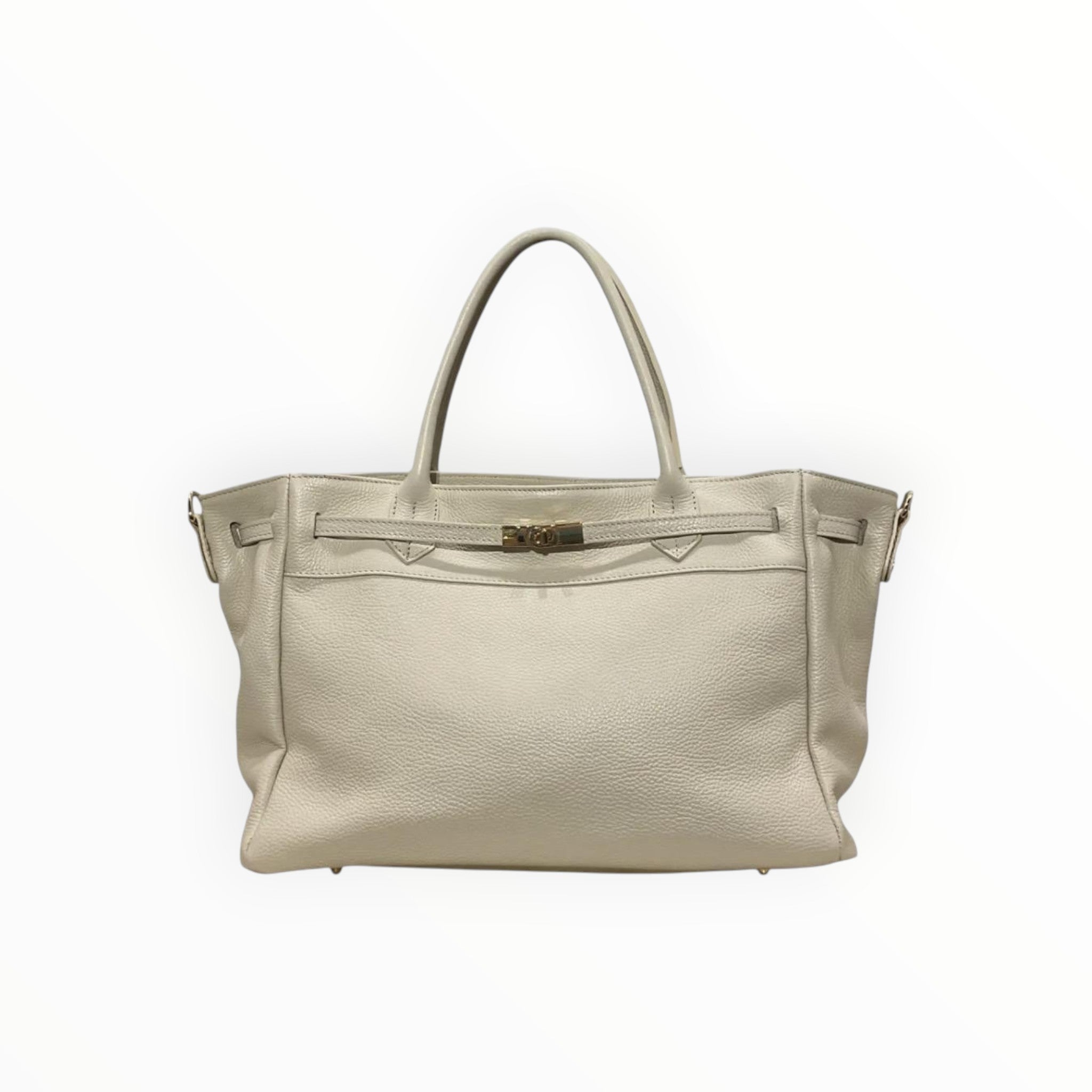 Sac Cabas Cuir Véritable Grainé Fermoir Doré LOUISA LEE - Sacs - LOUISA LEE