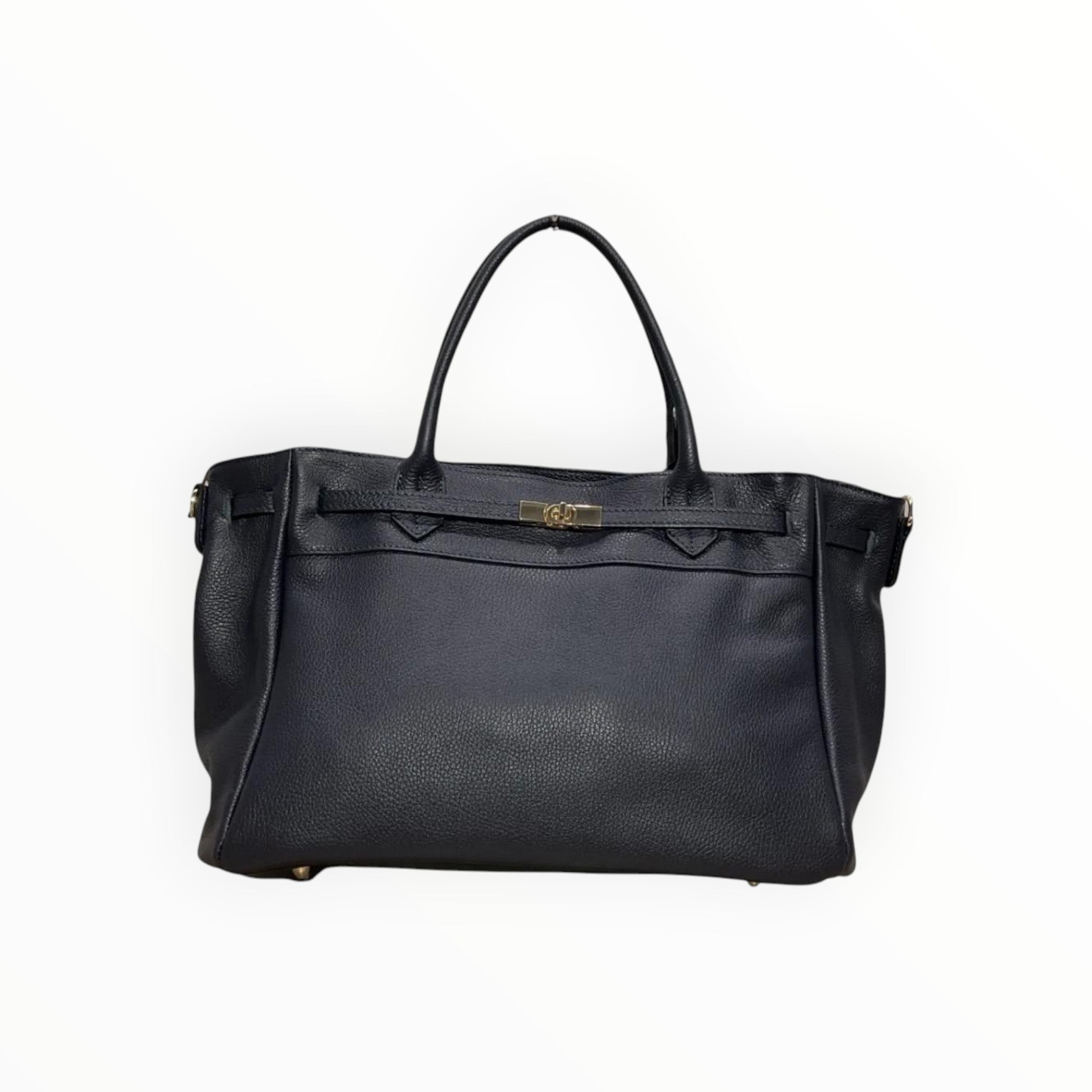 Sac Cabas Cuir Véritable Grainé Fermoir Doré LOUISA LEE - Sacs - LOUISA LEE