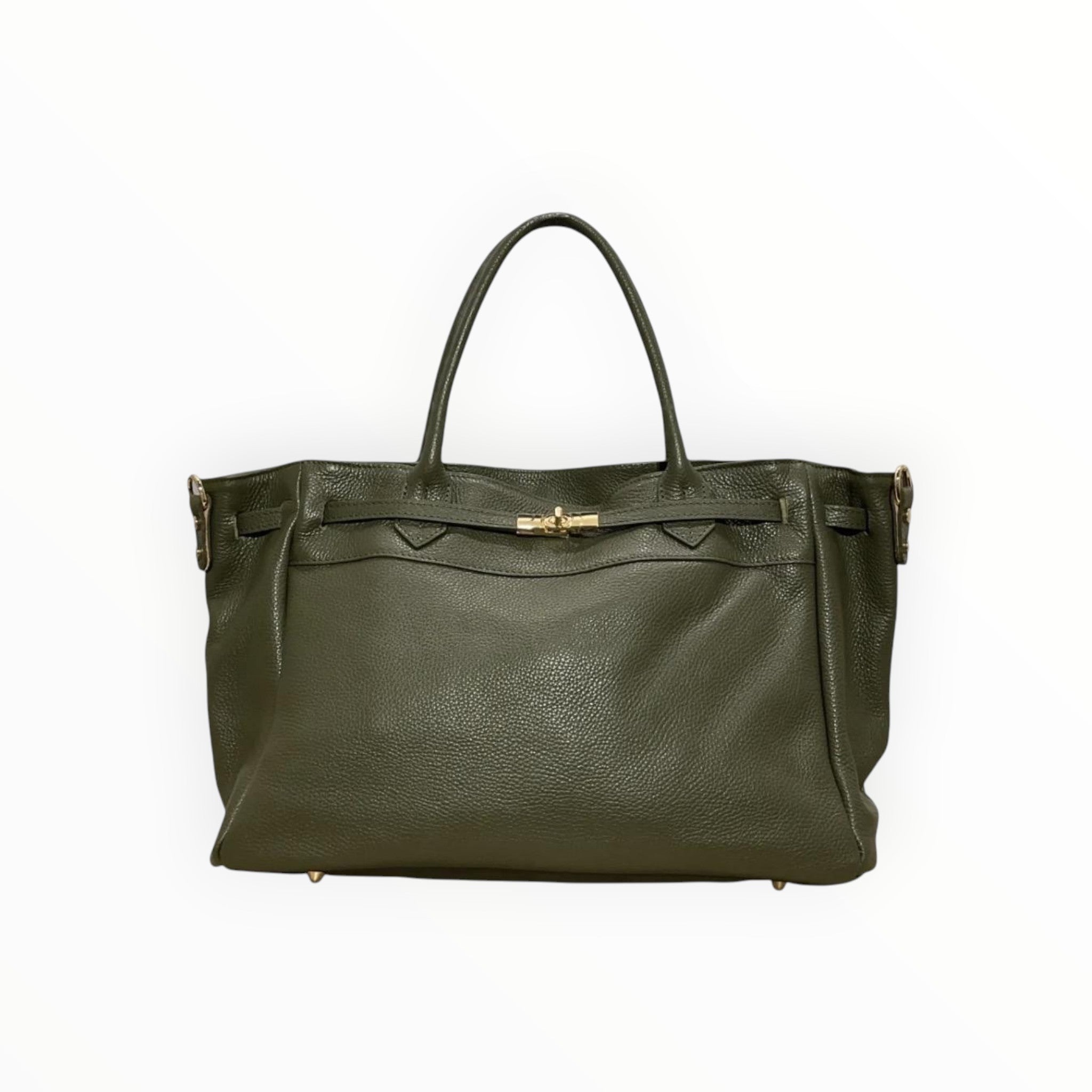 Sac Cabas Cuir Véritable Grainé Fermoir Doré LOUISA LEE - Sacs - LOUISA LEE