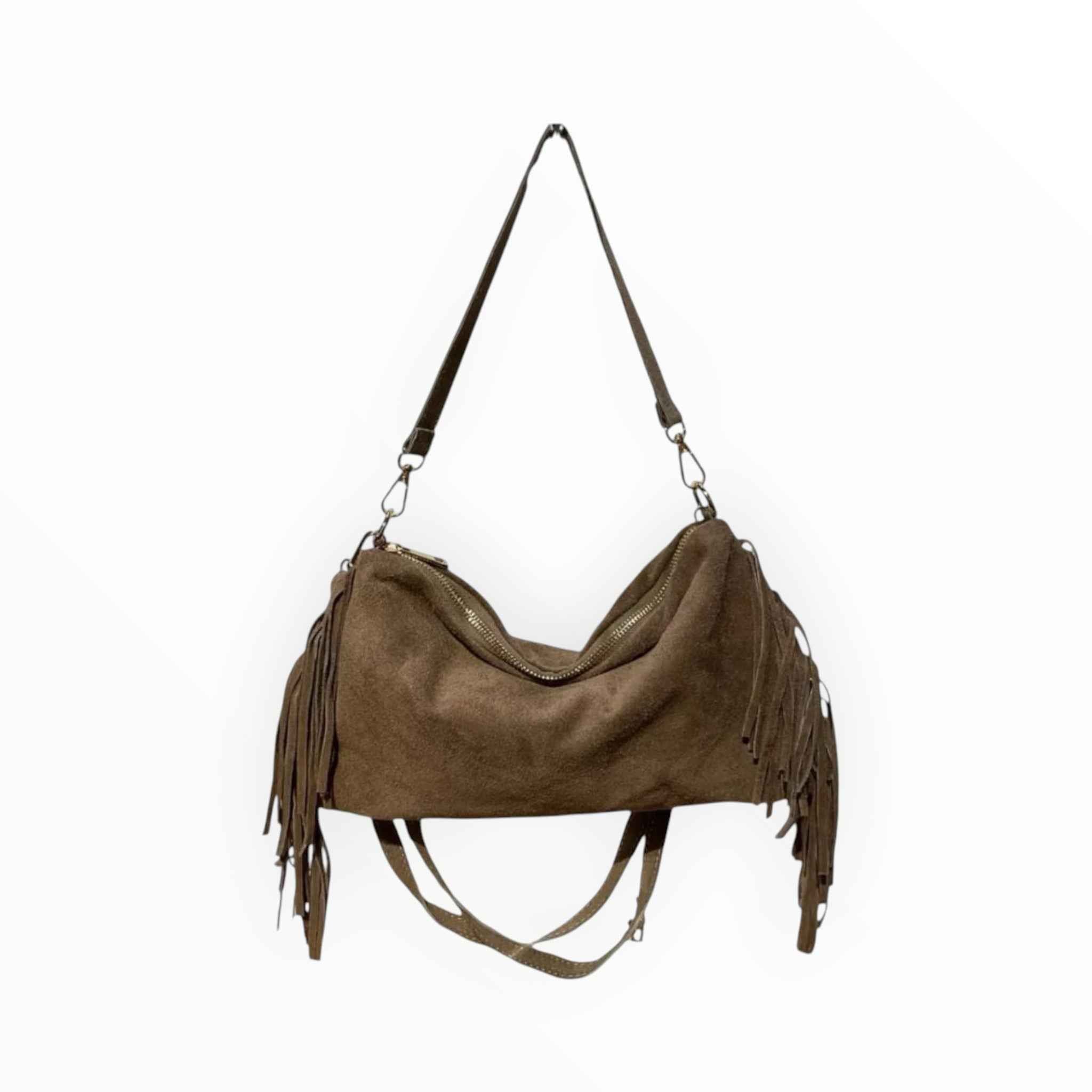 Sac Cuir Suédé Franges Recto LOUISA LEE