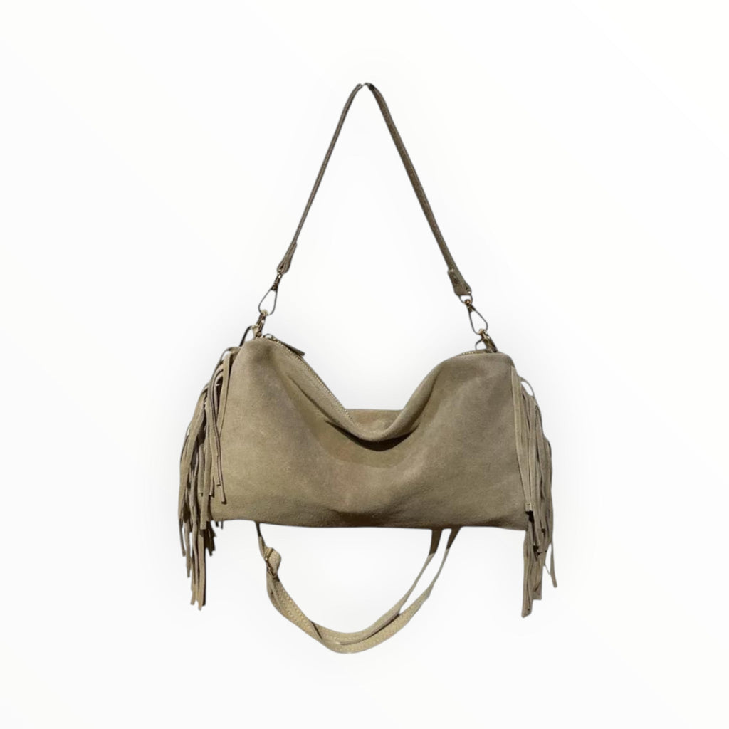 Sac Cuir Suédé Franges Recto LOUISA LEE