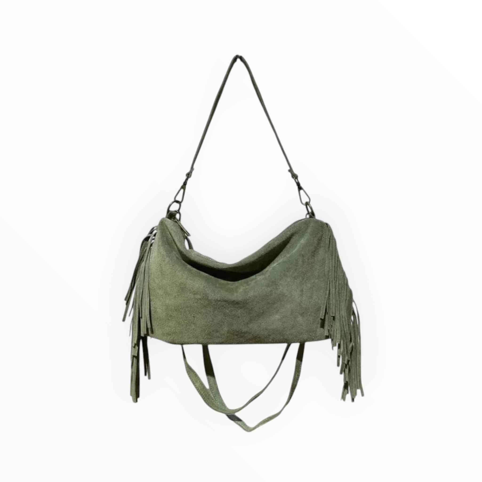 Sac Cuir Suédé Franges Recto LOUISA LEE