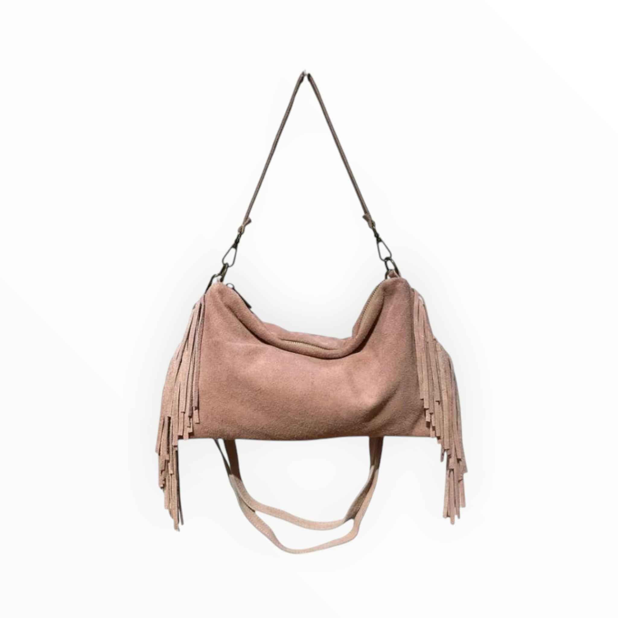 Sac Cuir Suédé Franges Recto LOUISA LEE