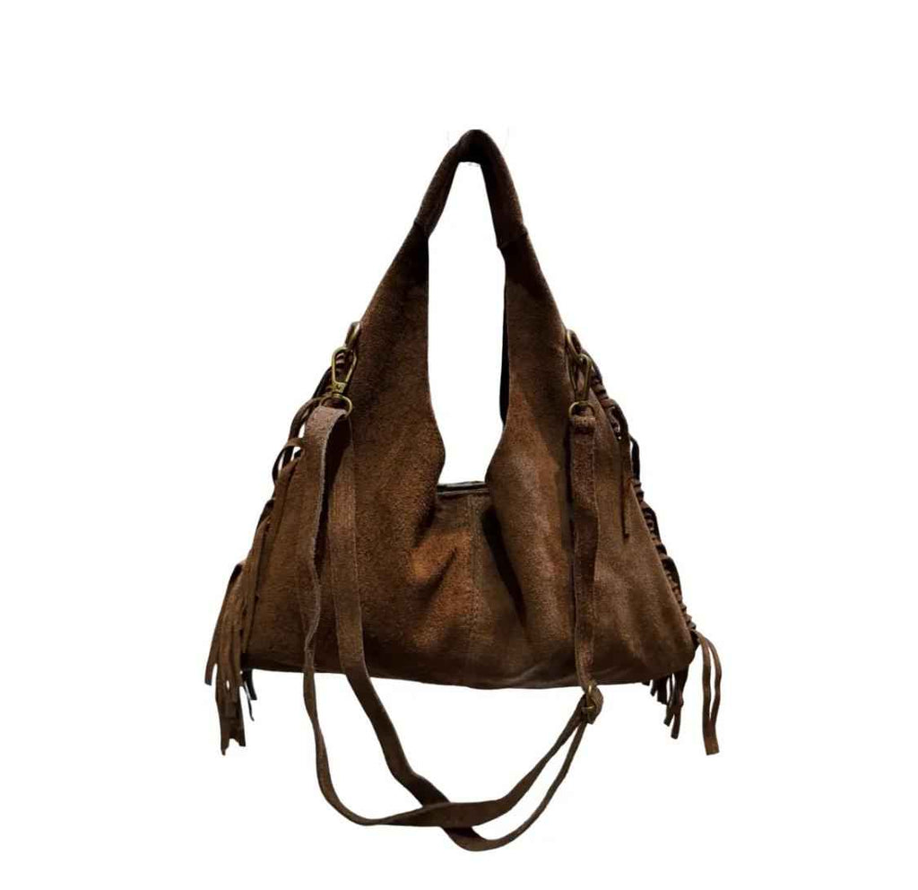 Sac Bandoulière Cuir Suède à Franges LOUISA LEE