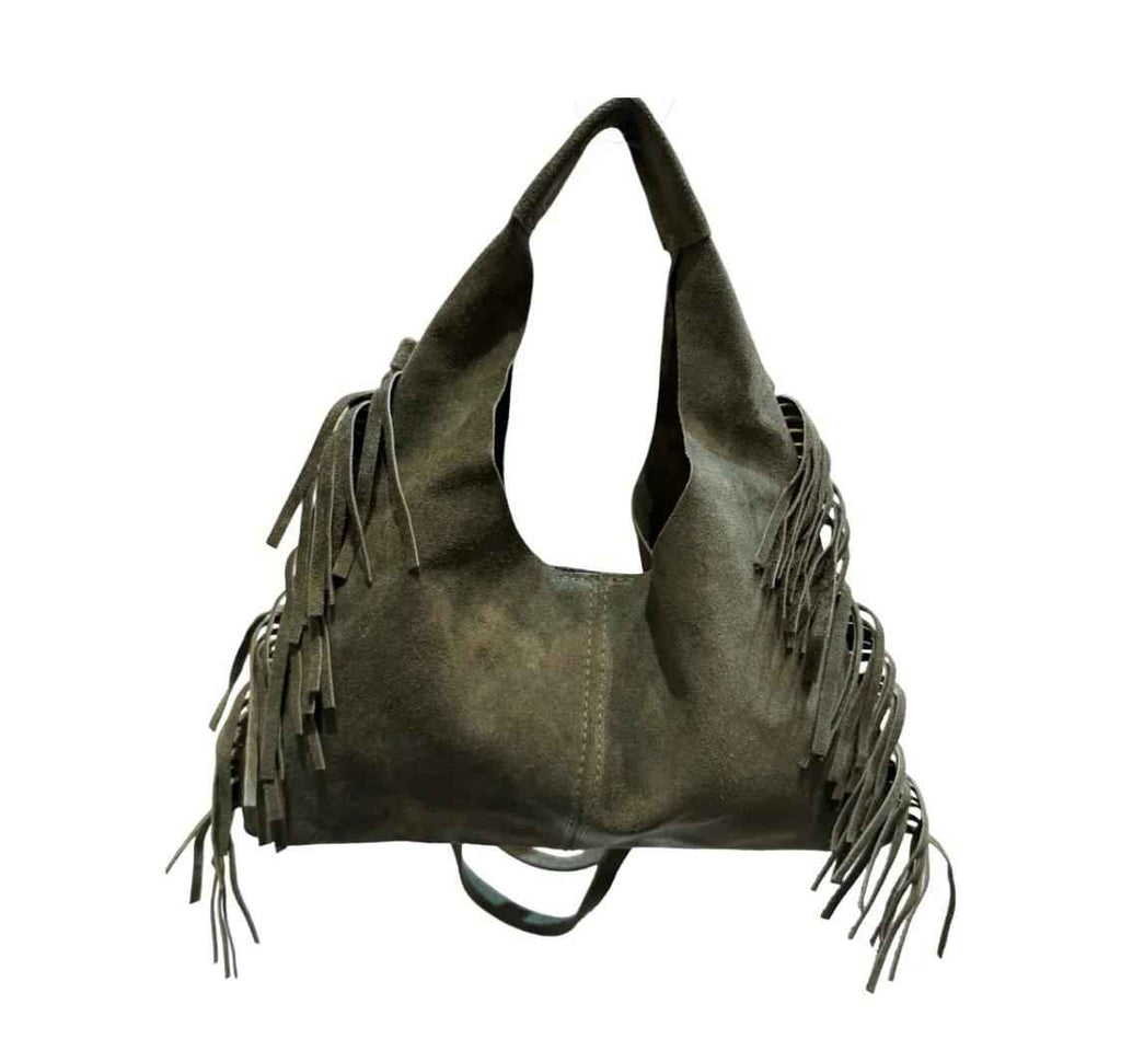 Sac Bandoulière Cuir Suède à Franges LOUISA LEE