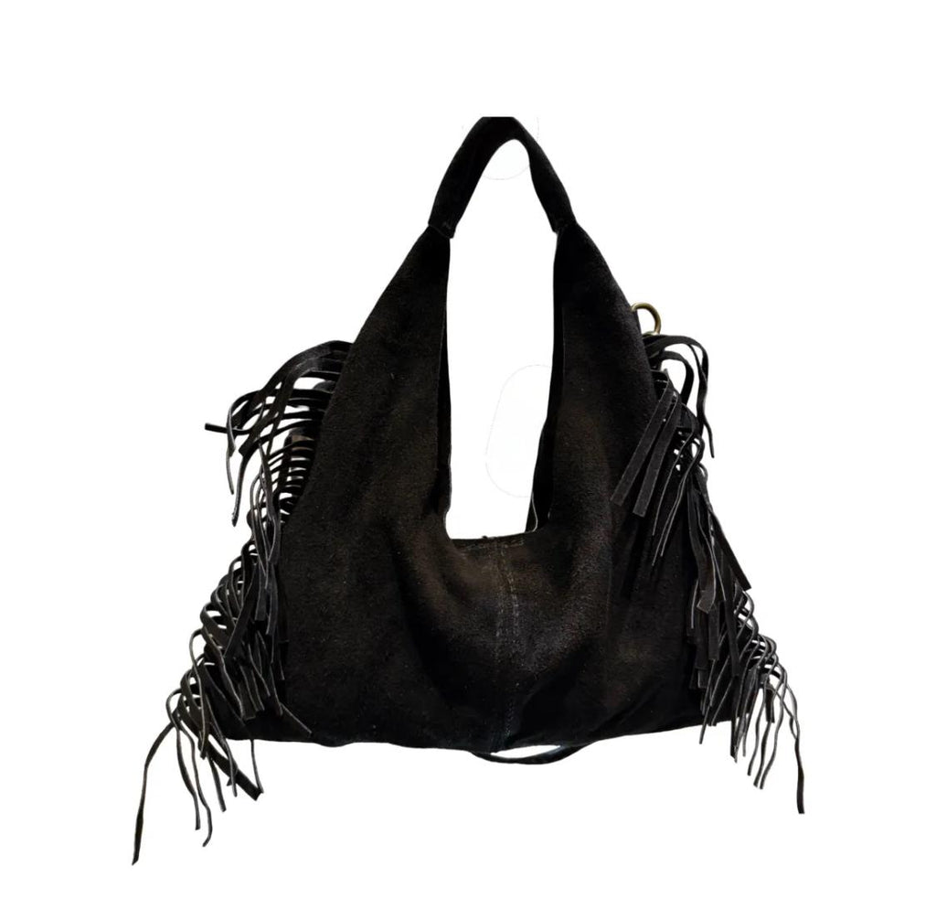 Sac Bandoulière Cuir Suède à Franges LOUISA LEE