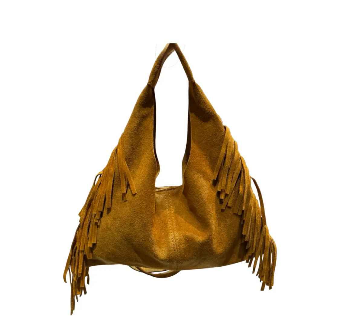 Sac Bandoulière Cuir Suède à Franges LOUISA LEE