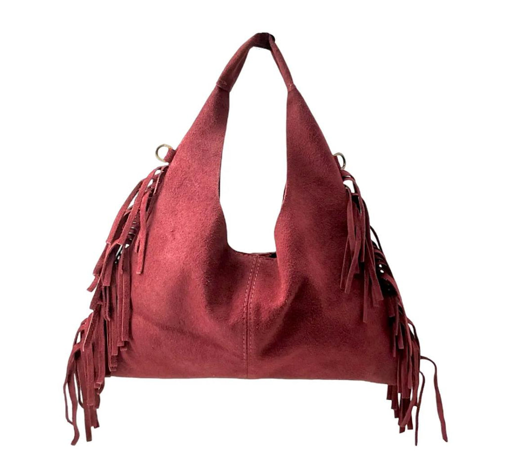 Sac Bandoulière Cuir Suède à Franges LOUISA LEE