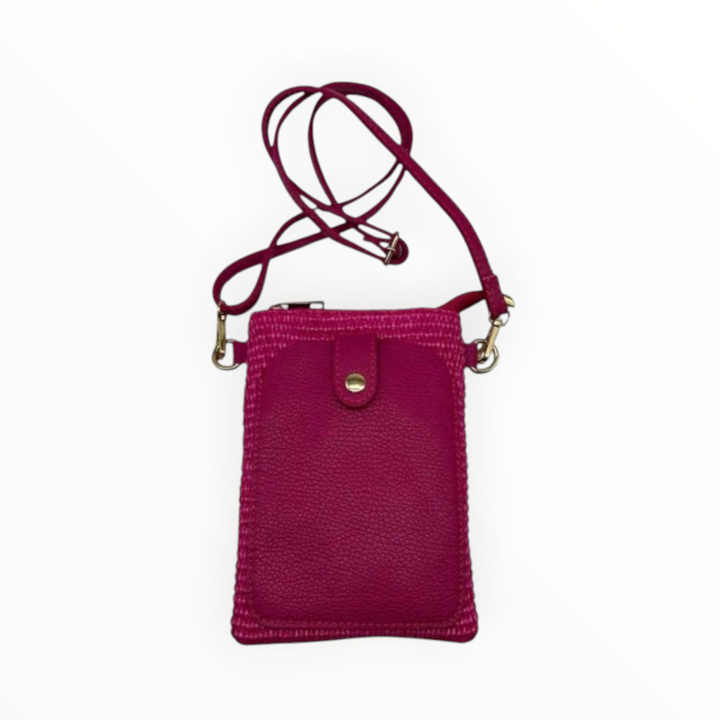 Sac Téléphone Raphia Cuir Grainé Tressé Alina LOUISA LEE - Sacs - LOUISA LEE