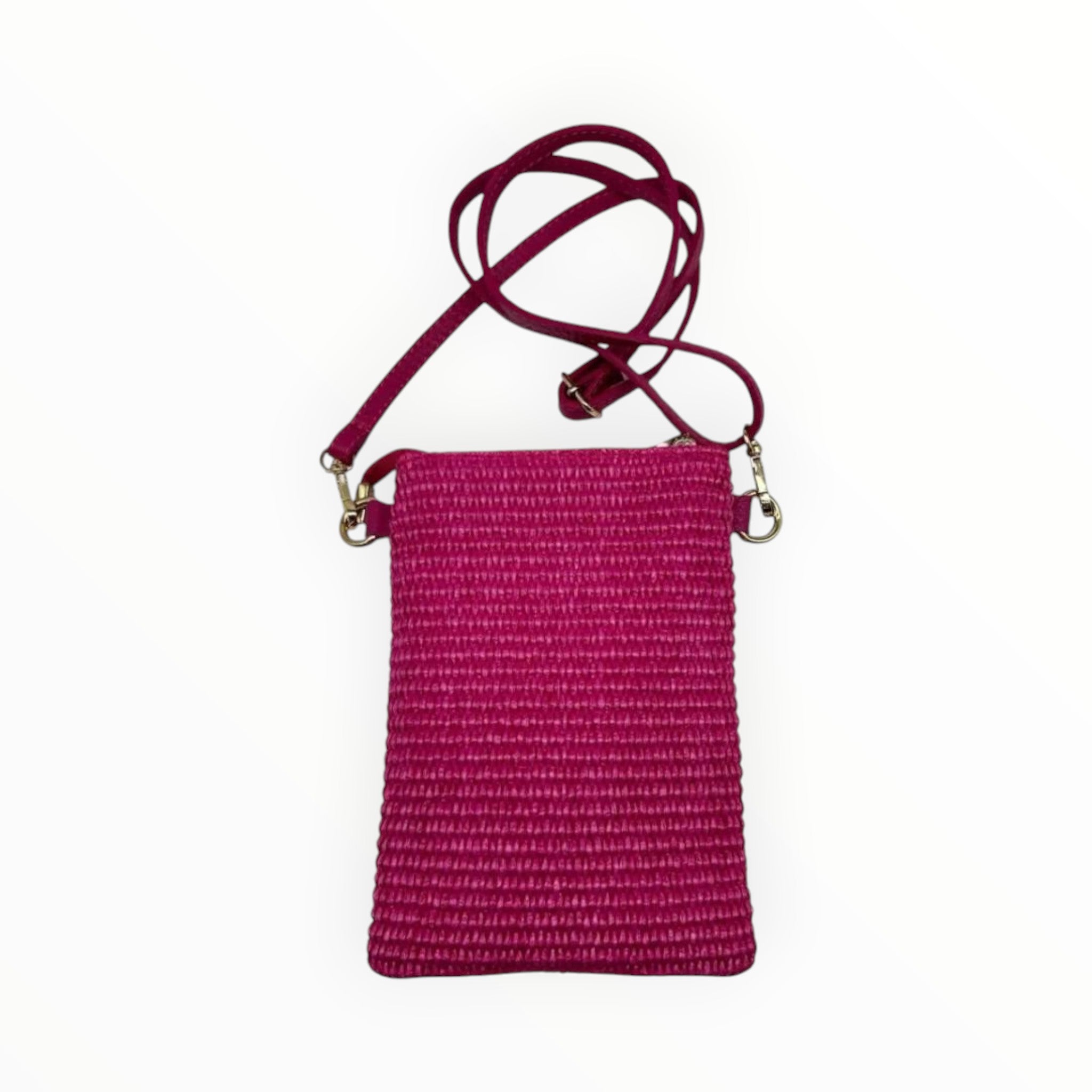 Sac Téléphone Raphia Cuir Grainé Tressé Alina LOUISA LEE - Sacs - LOUISA LEE