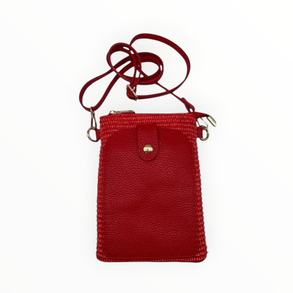 Sac Téléphone Raphia Cuir Grainé Tressé Alina LOUISA LEE - Sacs - LOUISA LEE