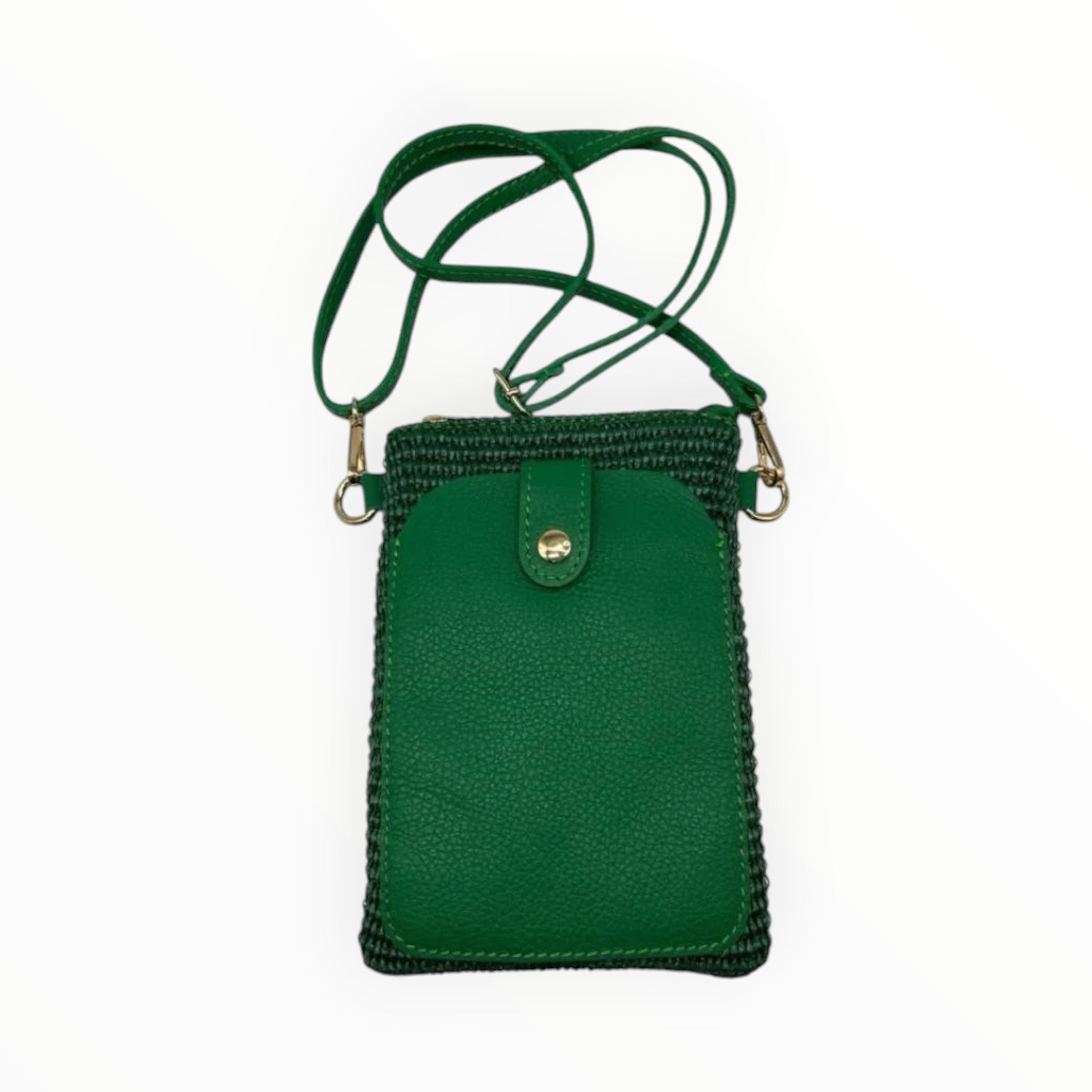 Sac Téléphone Raphia Cuir Grainé Tressé Alina LOUISA LEE - Sacs - LOUISA LEE