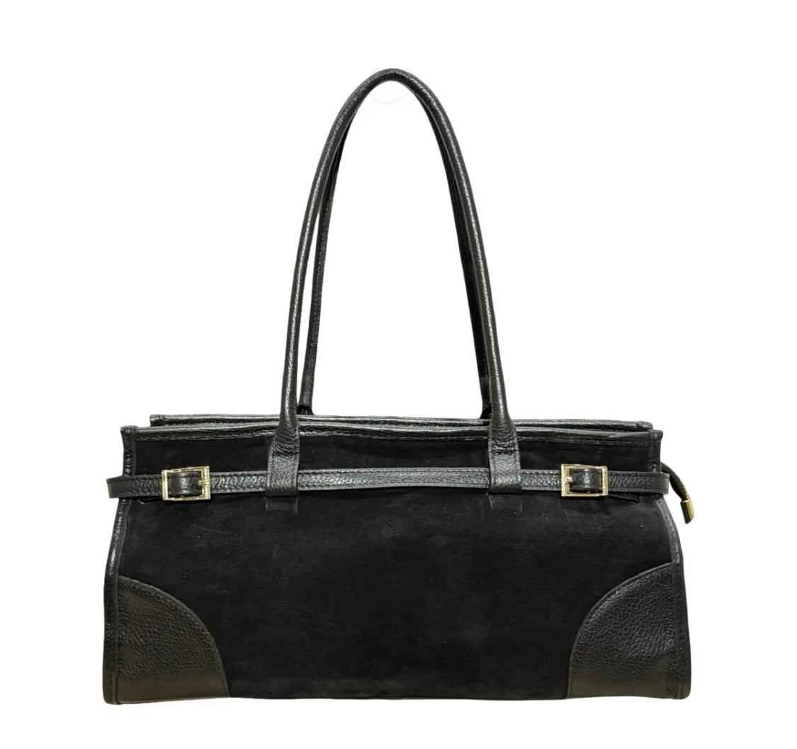 Sac Épaule Cuir Suédé Grainé Gutty LOUISA LEE