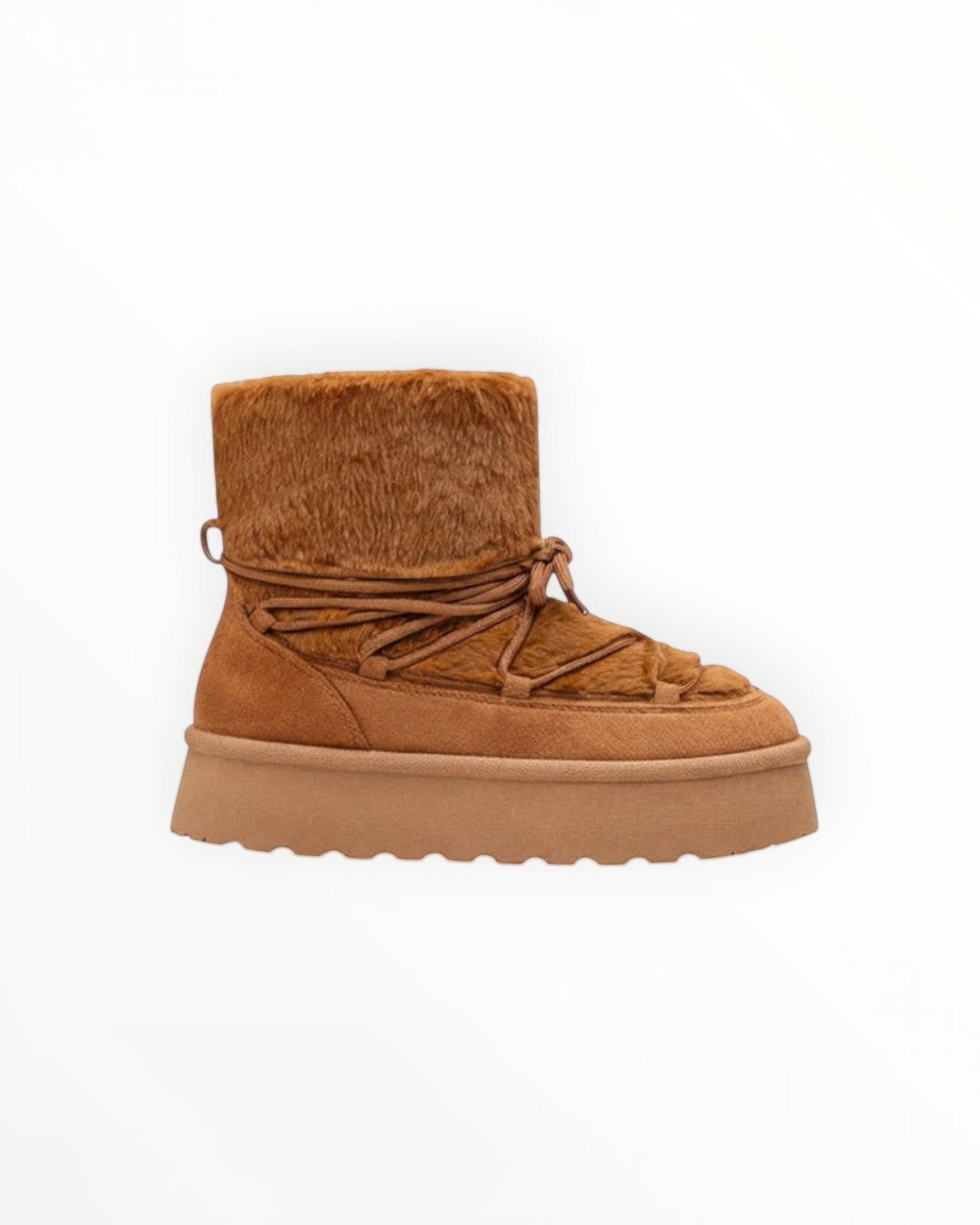 Bottines Plateforme Après-Ski Fausse Fourrure Lacets Croisés – LADY GLORY