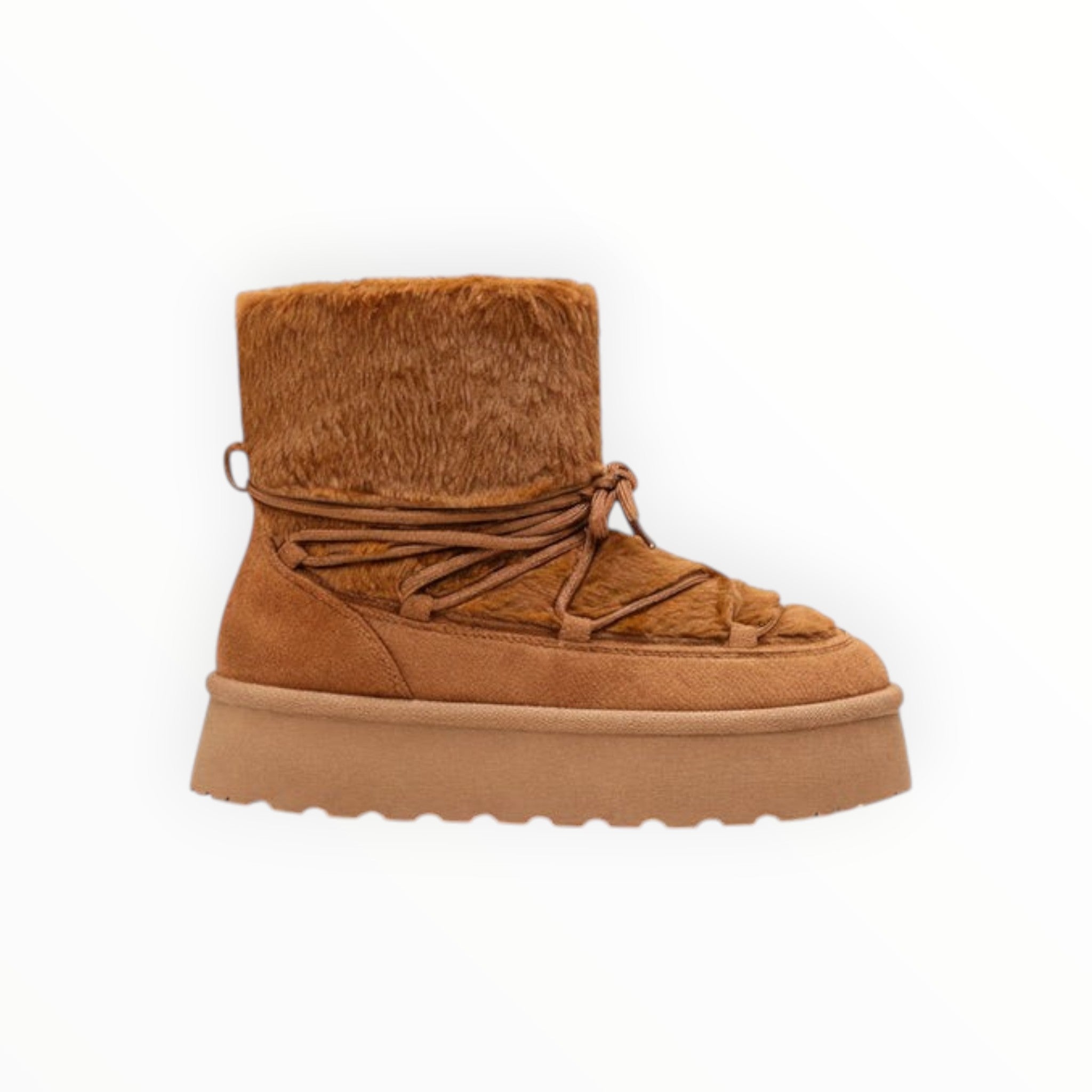 Bottines Plateforme Après-Ski Fausse Fourrure Lacets Croisés – LADY GLORY - Chaussure Femme - LADY GLORY