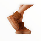 Bottines Plateforme Après-Ski Fausse Fourrure Lacets Croisés – LADY GLORY