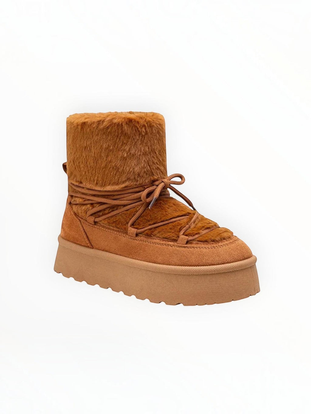 Bottines Plateforme Après-Ski Fausse Fourrure Lacets Croisés – LADY GLORY - Chaussure Femme - LADY GLORY