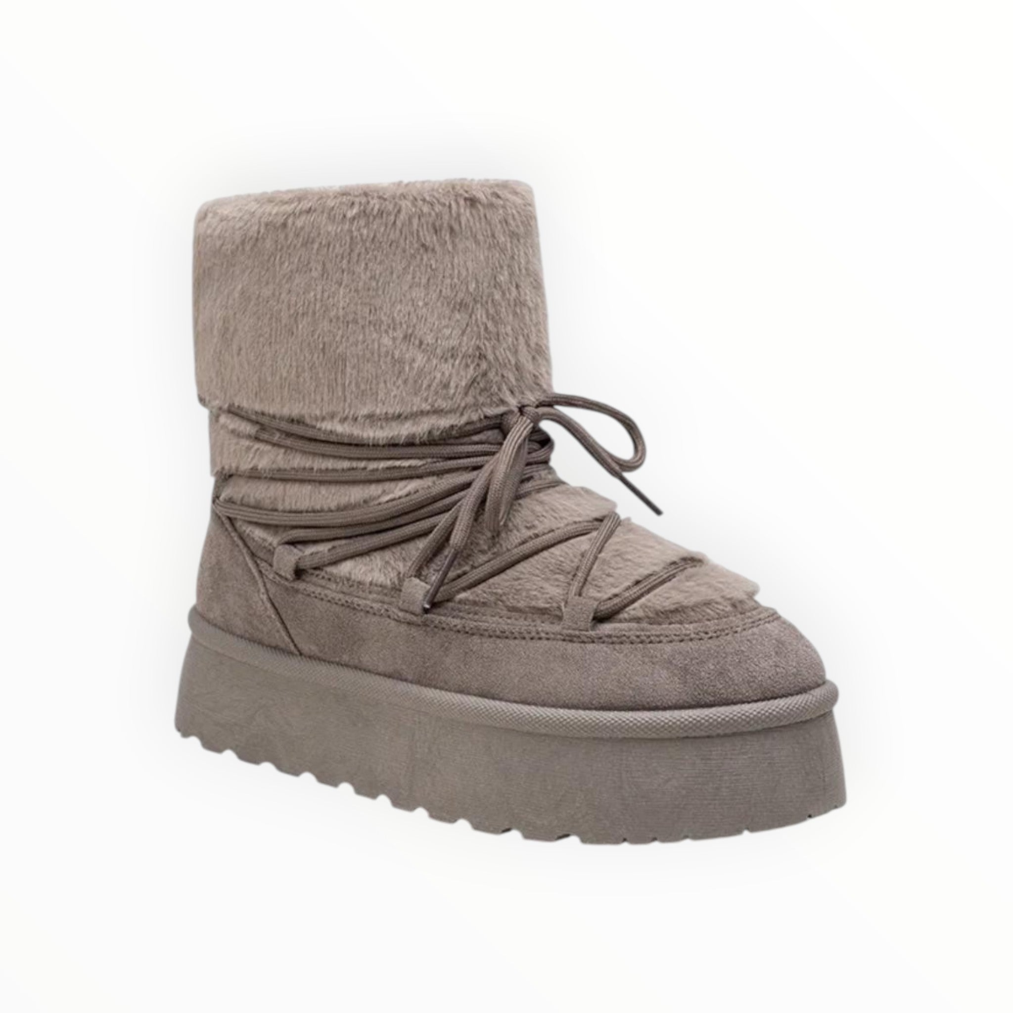 Bottines Plateforme Après-Ski Fausse Fourrure Lacets Croisés – LADY GLORY - Chaussure Femme - LADY GLORY